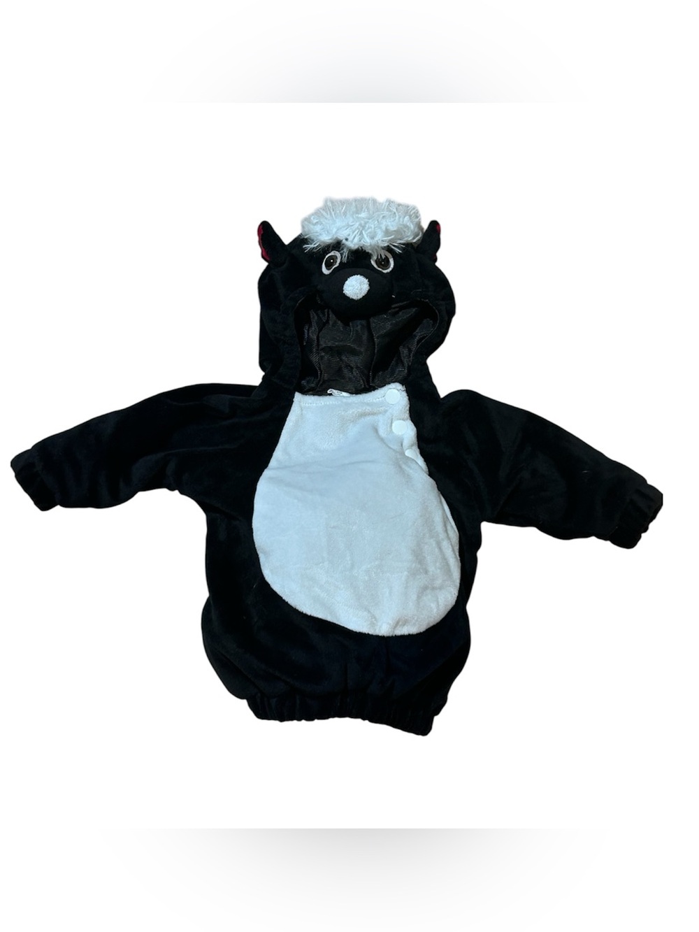 Skunk costume for baby, pullover style, 0-6mo